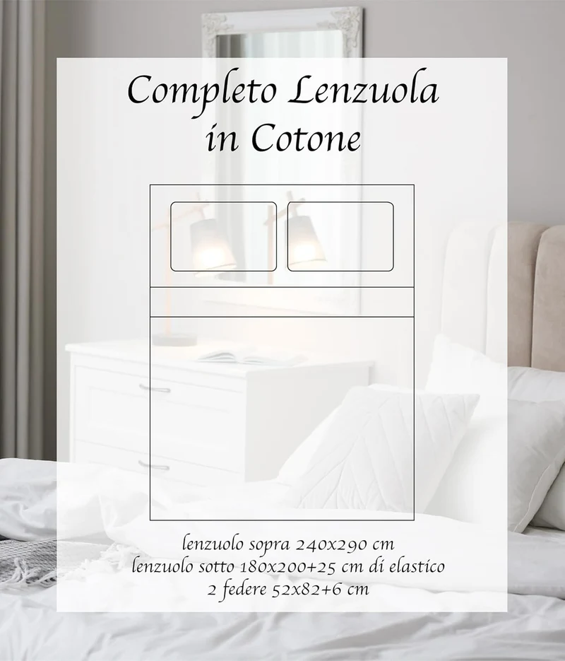 Completo Lenzuola Matrimoniale In Cotone