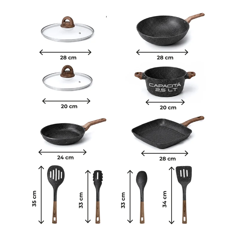 Set Pentole e Padelle Antiaderenti Induzione 10 Pezzi