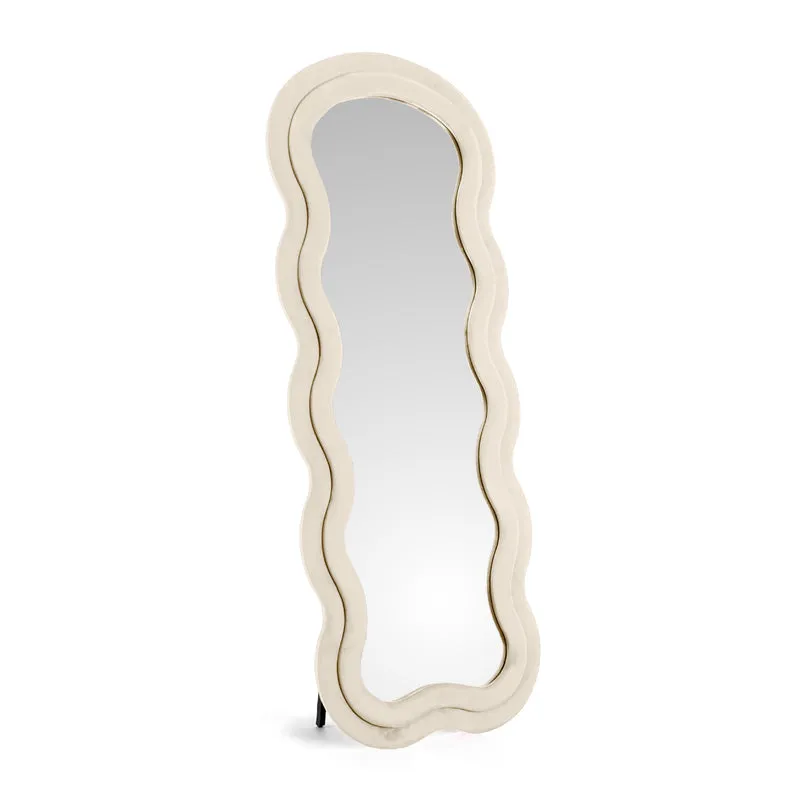 Specchiera da Terra 170x70 cm Design Ondulato Rivestita in Velluto Il Gruppone