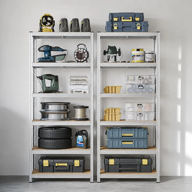 Set 2 Scaffali 6 Ripiani Metallici Modulari 180x90x40