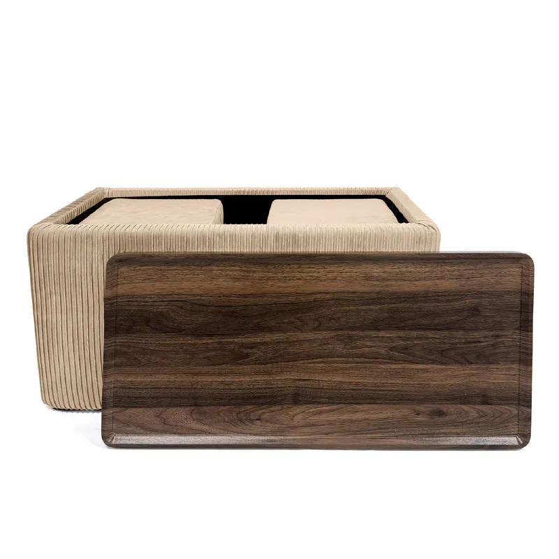 Set 3 Pouf Contenitore Quadrati con Tavolino Rettangolare Il Gruppone