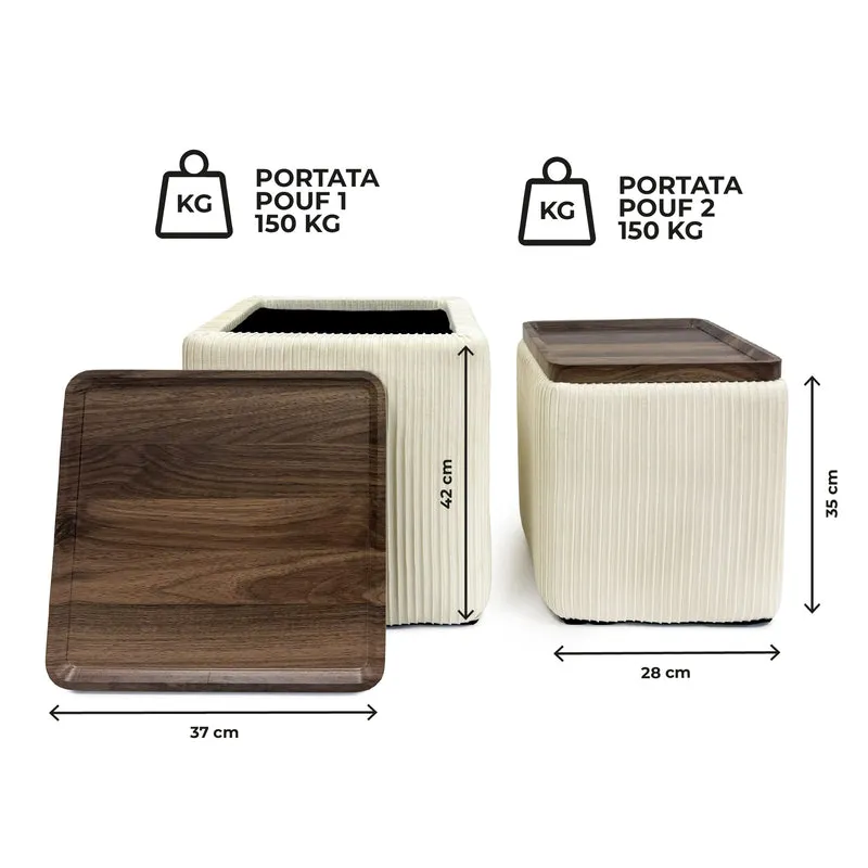 Set 2 Pouf Contenitore Quadrati in Velluto Il Gruppone
