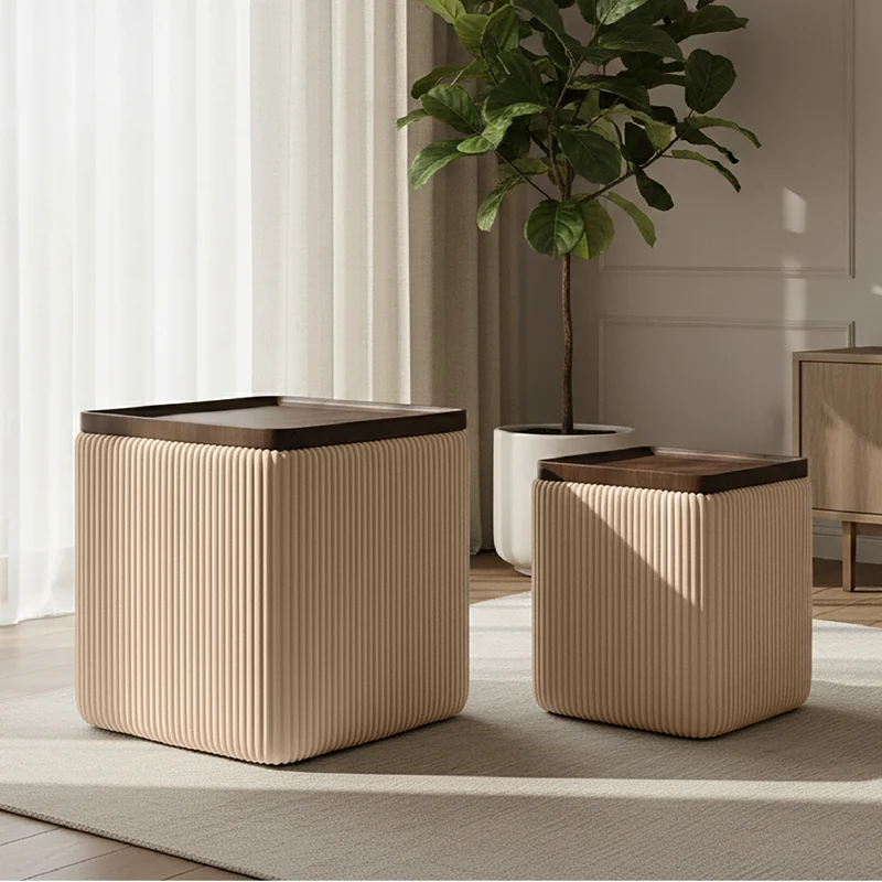 Set 2 Pouf Contenitore Quadrati in Velluto Il Gruppone
