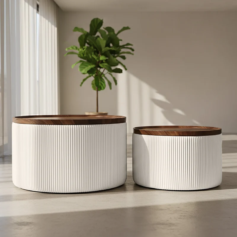 Set 2 Pouf Contenitore Rotondi in Velluto Il Gruppone