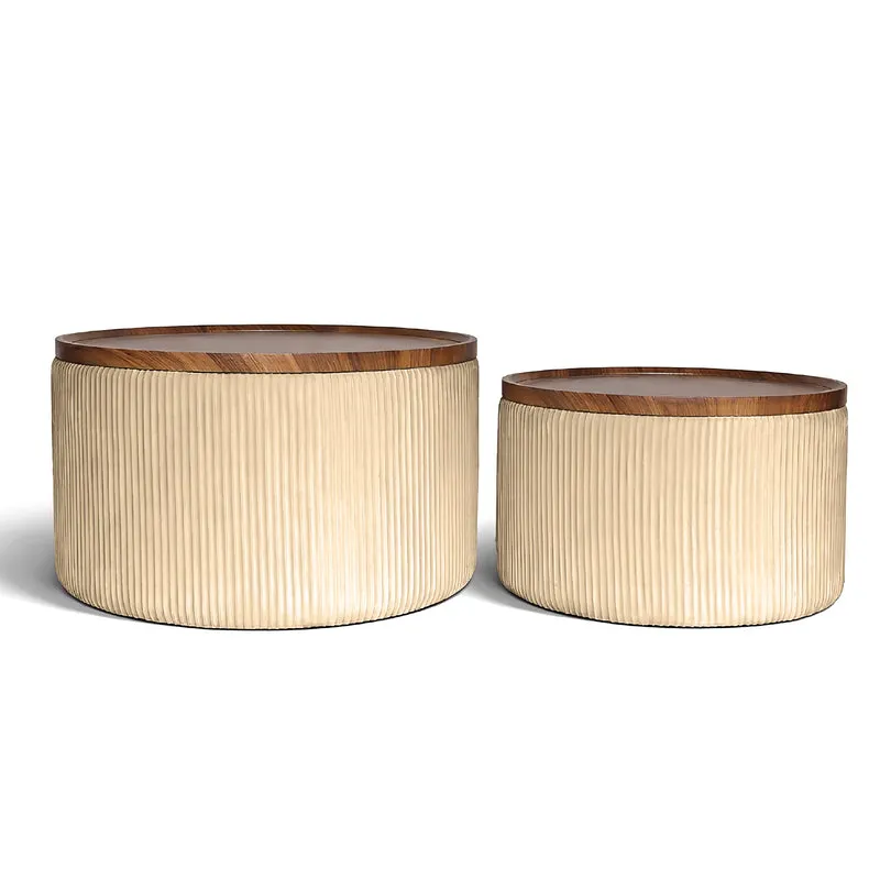 Set 2 Pouf Contenitore Rotondi in Velluto Il Gruppone