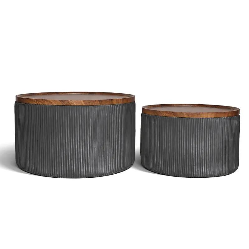 Set 2 Pouf Contenitore Rotondi in Velluto Il Gruppone