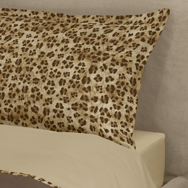 Completo Lenzuola in Percalle di Cotone Fantasia Animalier - Tabby