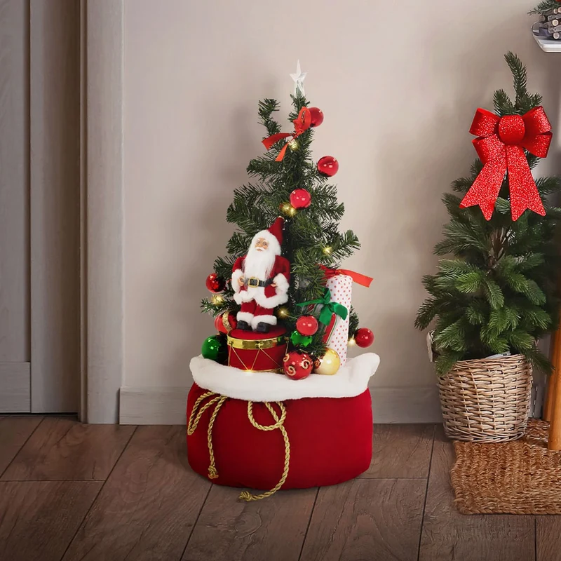 ECD GERMANY | Künstlicher Mini-Weihnachtsbaum mit Beleuchtung Ø34x60 cm Weihnachtsdeko Innen LED-Tannenbaum mit Lichterkette Christbaum