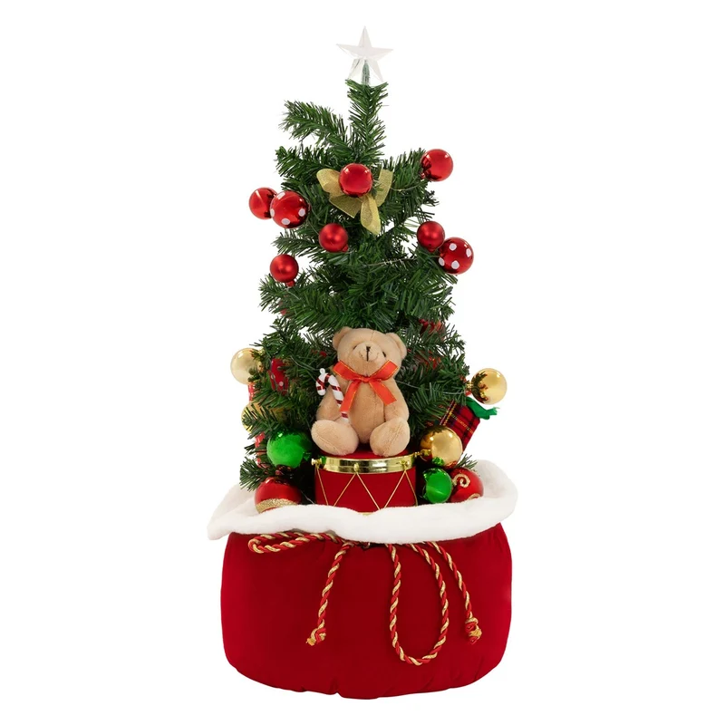 ECD GERMANY | Künstlicher Mini-Weihnachtsbaum mit Beleuchtung Ø34x60 cm Weihnachtsdeko Innen LED-Tannenbaum mit Lichterkette Christbaum