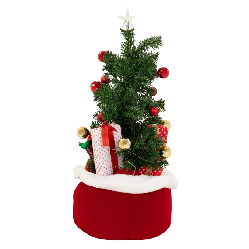 ECD GERMANY | Künstlicher Mini-Weihnachtsbaum mit Beleuchtung Ø34x60 cm Weihnachtsdeko Innen LED-Tannenbaum mit Lichterkette Christbaum