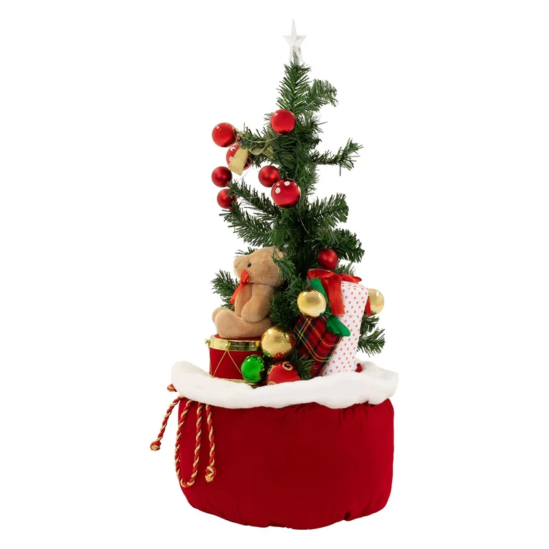 ECD GERMANY | Künstlicher Mini-Weihnachtsbaum mit Beleuchtung Ø34x60 cm Weihnachtsdeko Innen LED-Tannenbaum mit Lichterkette Christbaum