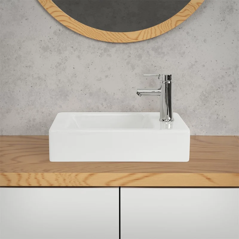 LuxeBath | Waschbecken Rechteckig ohne Überlauf aus Keramik Waschplatz Handwaschbecken für das Badezimmer