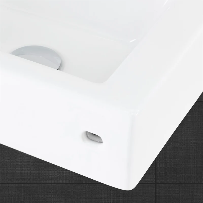 LuxeBath | Waschbecken Rechteckig ohne Überlauf aus Keramik Waschplatz Handwaschbecken für das Badezimmer