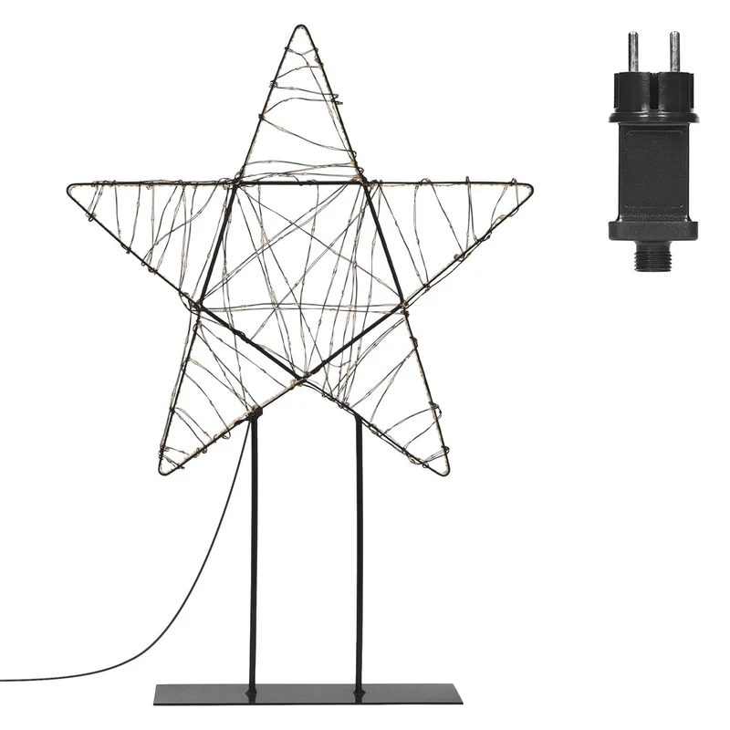 ECD Germany | LED Weihnachtsstern 50,5 cm Metall Warmweiß Weihnachtsdeko mit Lichterkette Leuchtstern auf Ständer Weihnachtsbeleuchtung Innen 350 LED