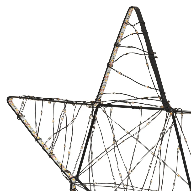 ECD Germany | LED Weihnachtsstern 50,5 cm Metall Warmweiß Weihnachtsdeko mit Lichterkette Leuchtstern auf Ständer Weihnachtsbeleuchtung Innen 350 LED