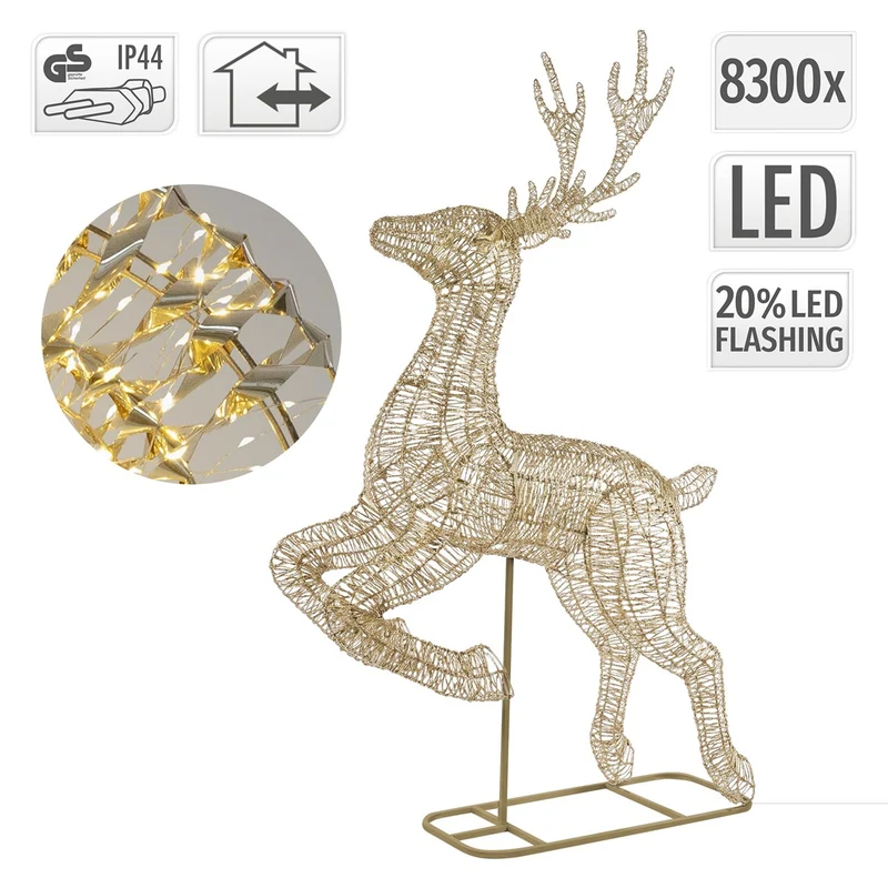 ECD Germany | LED Rentier Outdoor XXL 287 cm Metall Gold Weihnachtsdeko Weihnachtsbeleuchtung Beleuchtete Weihnachtsfigur groß 8300 LED Warmweiß