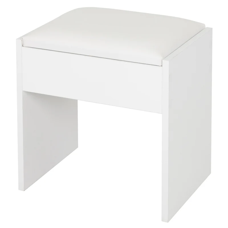Sitzhocker mit gepolstertem Kissen und Bezug 40x43x29,5 cm Weiß