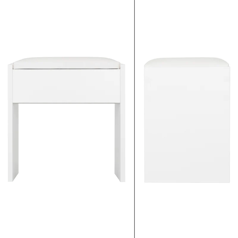 Sitzhocker mit gepolstertem Kissen und Bezug 40x43x29,5 cm Weiß