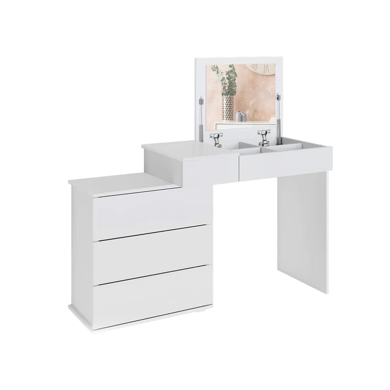 Schminktisch Frisiertisch 117,5x78x45 cm in Weiß mit Klappspiegel & 4 Schubladen ML-Design