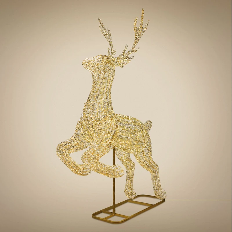 ECD Germany | LED Rentier Outdoor XXL Metall Gold Weihnachtsdeko Weihnachtsbeleuchtung Beleuchtete Weihnachtsfigur groß Warmweiß