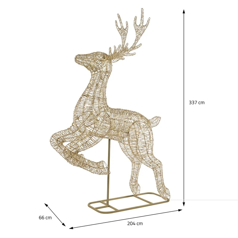ECD Germany | LED Rentier Outdoor XXL 337 cm Metall Gold Weihnachtsdeko Weihnachtsbeleuchtung Beleuchtete Weihnachtsfigur groß 10000 LED Warmweiß