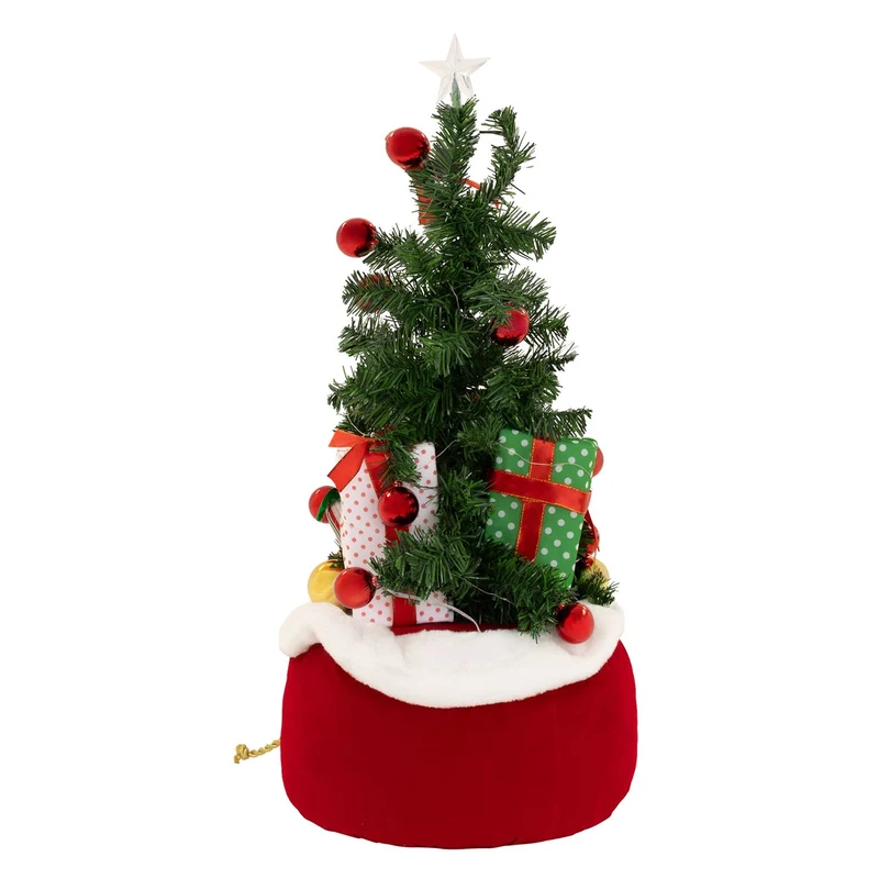 ECD GERMANY | Künstlicher Mini-Weihnachtsbaum mit Beleuchtung Ø34x60 cm Weihnachtsdeko Innen LED-Tannenbaum mit Weihnachtsmann Lichterkette Christbaum