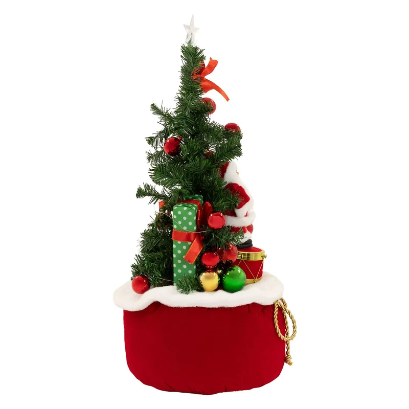 ECD GERMANY | Künstlicher Mini-Weihnachtsbaum mit Beleuchtung Ø34x60 cm Weihnachtsdeko Innen LED-Tannenbaum mit Weihnachtsmann Lichterkette Christbaum
