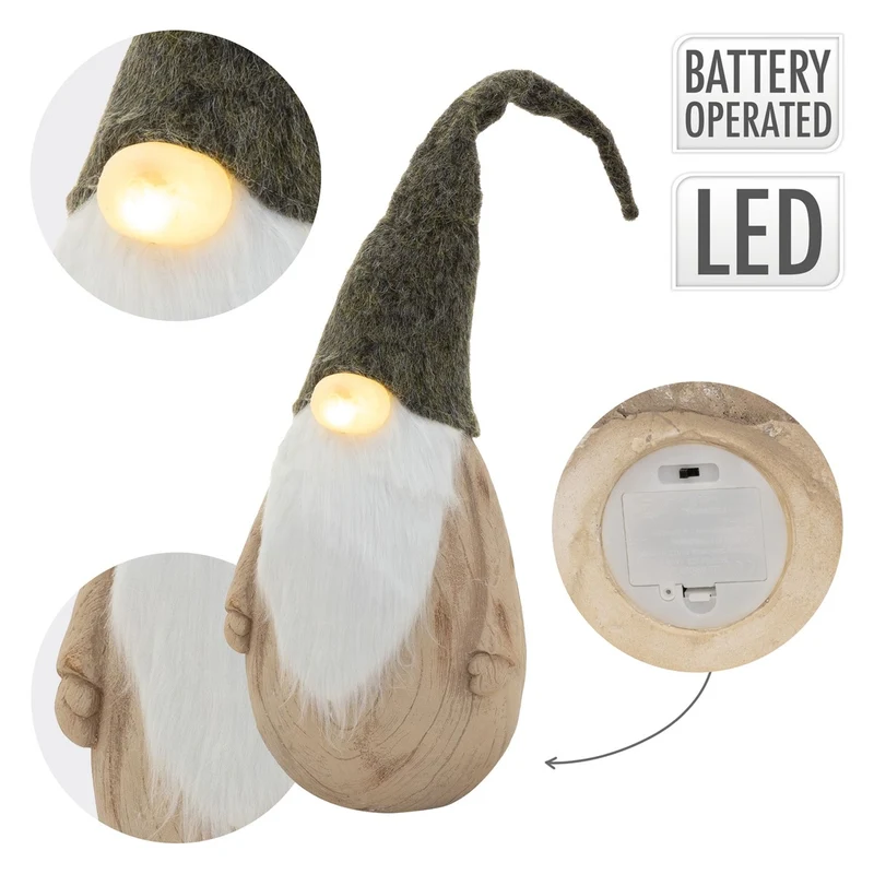 ECD GERMANY | LED-Weihnachtswichtel mit leuchtender Nase 66-88 cm Weihnachtsdeko Innen Wichtelfigur mit Mütze Weihnachtsfigur Zwerg Batteriebetrieben
