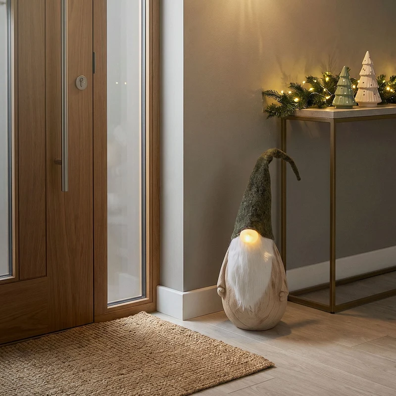 ECD GERMANY | LED-Weihnachtswichtel mit leuchtender Nase 66-88 cm Weihnachtsdeko Innen Wichtelfigur mit Mütze Weihnachtsfigur Zwerg Batteriebetrieben