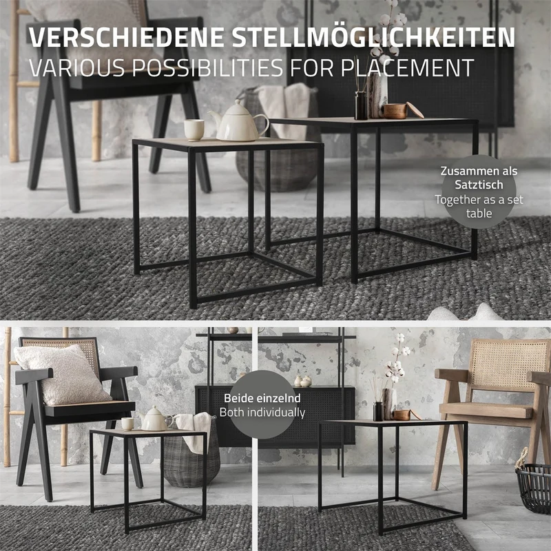 ML-Design | Beistelltisch 2er Set aus Metall, Couchtisch Satztische 2 Größen