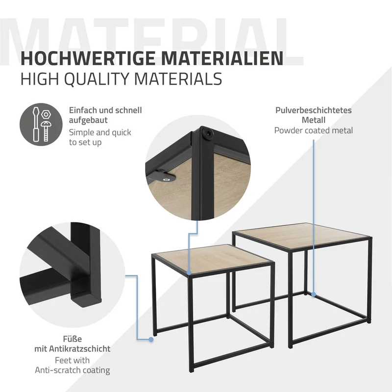 ML-Design | Beistelltisch 2er Set aus Metall, Couchtisch Satztische 2 Größen