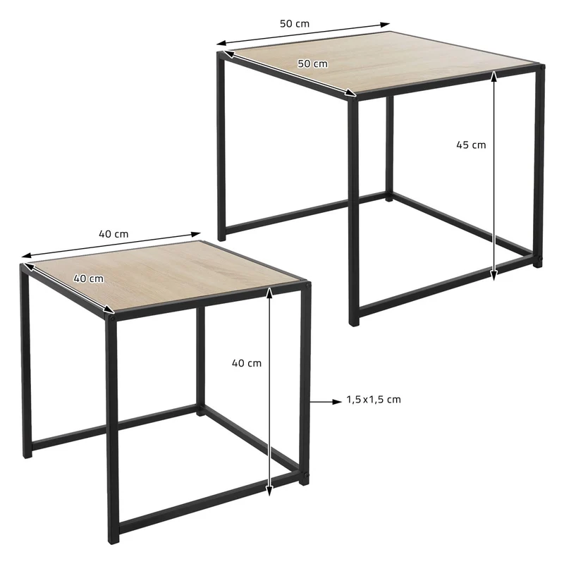 ML-Design | Beistelltisch 2er Set aus Metall, Couchtisch Satztische 2 Größen