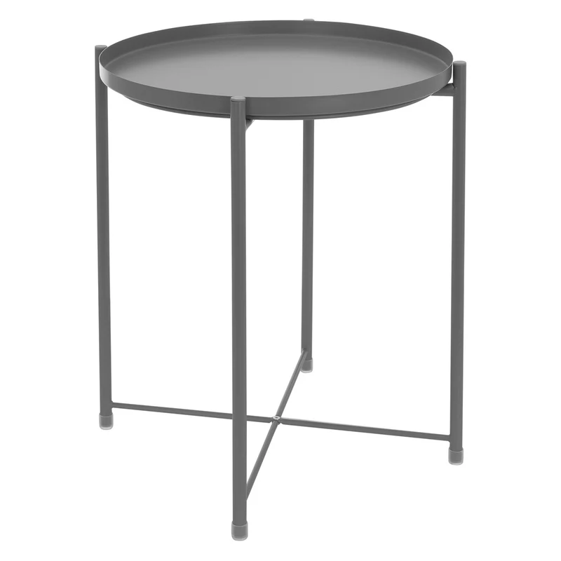 ML-Design | Beistelltisch rund Ø42x52 cm aus Metall Couchtisch abnehmbarem mit Tablett