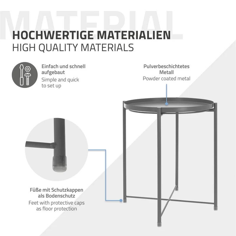 ML-Design | Beistelltisch rund Ø42x52 cm aus Metall Couchtisch abnehmbarem mit Tablett