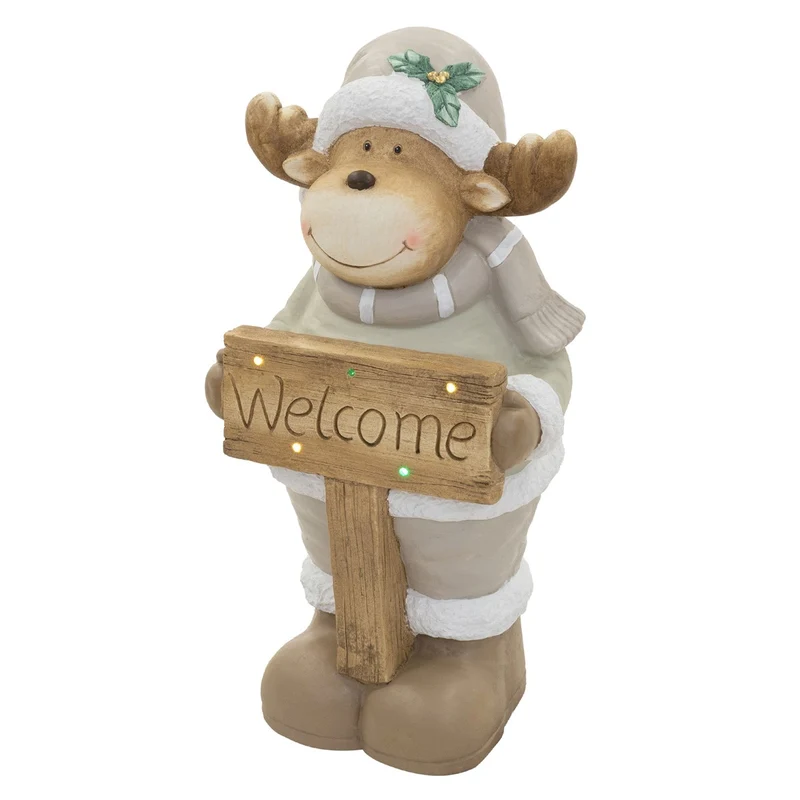 ECD GERMANY | Weihnachtselch-Figur mit LED-Beleuchtung 76 cm Weihnachtsdeko Innen Elch Weihnachtsfigur Batteriebetrieben Weihnachten Dekofigur Rentier
