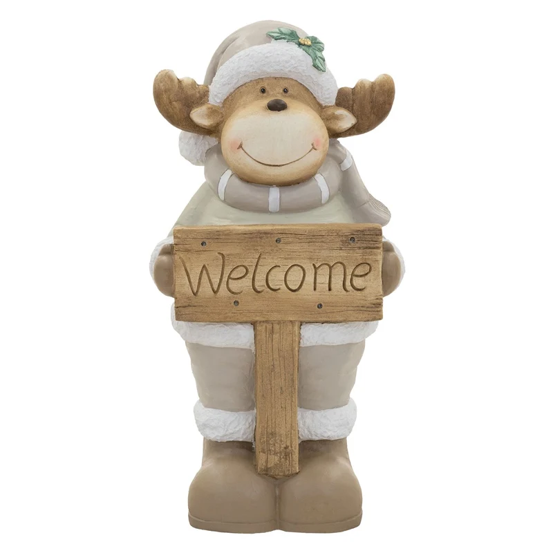ECD GERMANY | Weihnachtselch-Figur mit LED-Beleuchtung 76 cm Weihnachtsdeko Innen Elch Weihnachtsfigur Batteriebetrieben Weihnachten Dekofigur Rentier
