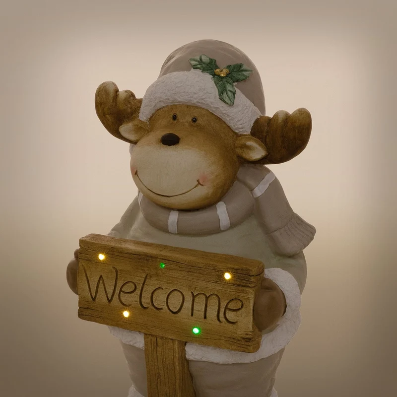 ECD GERMANY | Weihnachtselch-Figur mit LED-Beleuchtung 76 cm Weihnachtsdeko Innen Elch Weihnachtsfigur Batteriebetrieben Weihnachten Dekofigur Rentier