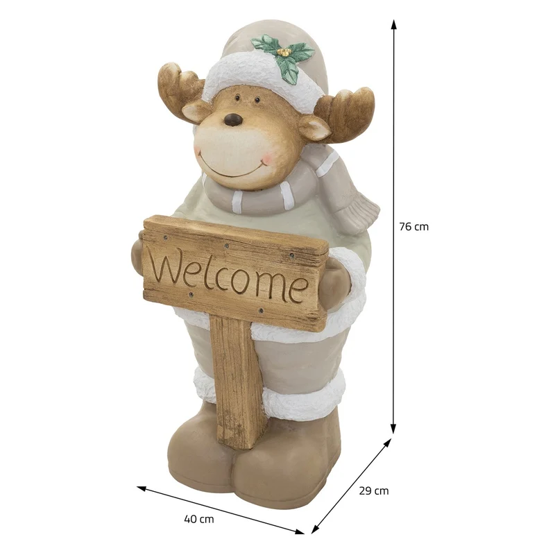 ECD GERMANY | Weihnachtselch-Figur mit LED-Beleuchtung 76 cm Weihnachtsdeko Innen Elch Weihnachtsfigur Batteriebetrieben Weihnachten Dekofigur Rentier