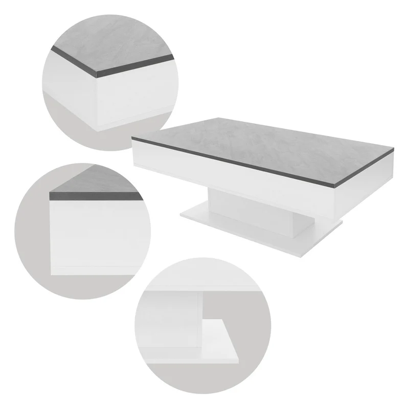 ML-Design | Couchtisch 110x60x40 cm inkl. 2 Staufächern unter Schiebeplatte, Wohnzimmertisch