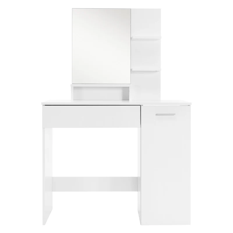 ML-Design | Schminktisch Frisiertisch 90x38x138 cm in Weiß mit Spiegel, Schublade, 3 Ablagen