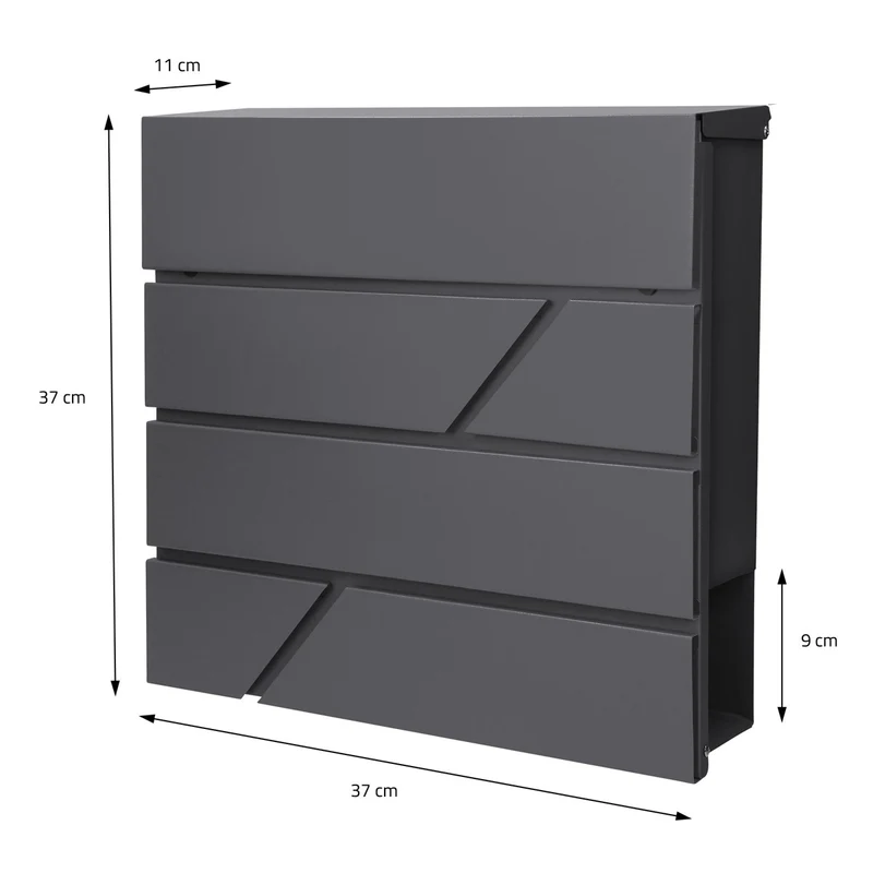 ML-Design | Briefkasten mit Zeitungsfach 37x11x37 cm aus Edelstahl, Moderner Design
