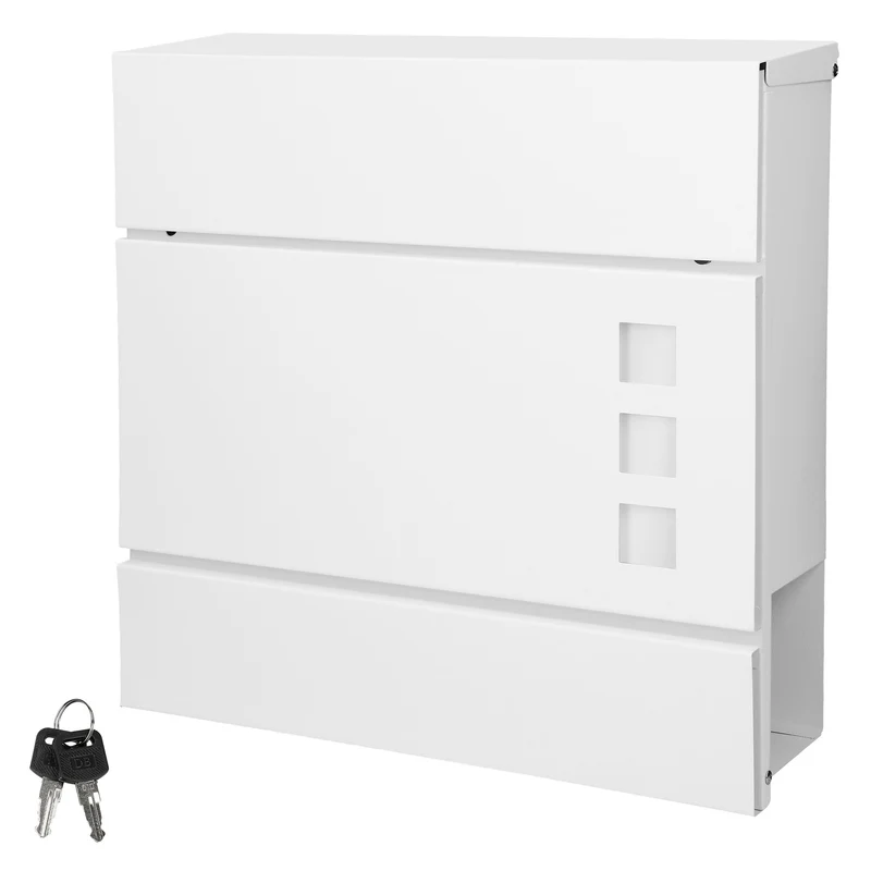 ML-Design | Briefkasten mit Zeitungsfach 37x10,5x36,5 cm aus Stahl Moderner Design