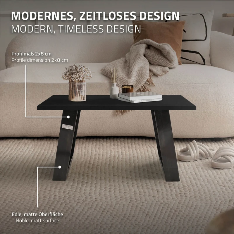 2er Set Tischkufen Bankkufen 80GRAD Neigung 40x43 cm Industrial 8x2 cm Stahl ML-Design