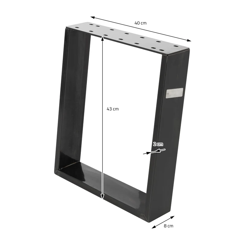 2er Set Tischkufen Bankkufen 80GRAD Neigung 40x43 cm Industrial 8x2 cm Stahl ML-Design