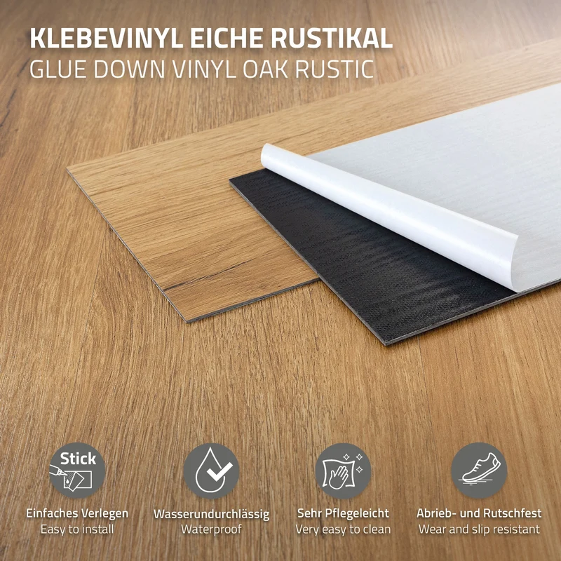 ML-DESIGN | Bodenbelag Vinylboden 16 Stück selbstklebend 91,5 x 15,3 cm x 2mm 2,23m² PVC Eiche Rustikal Holzoptik Klebefliesen Bodenfliesen