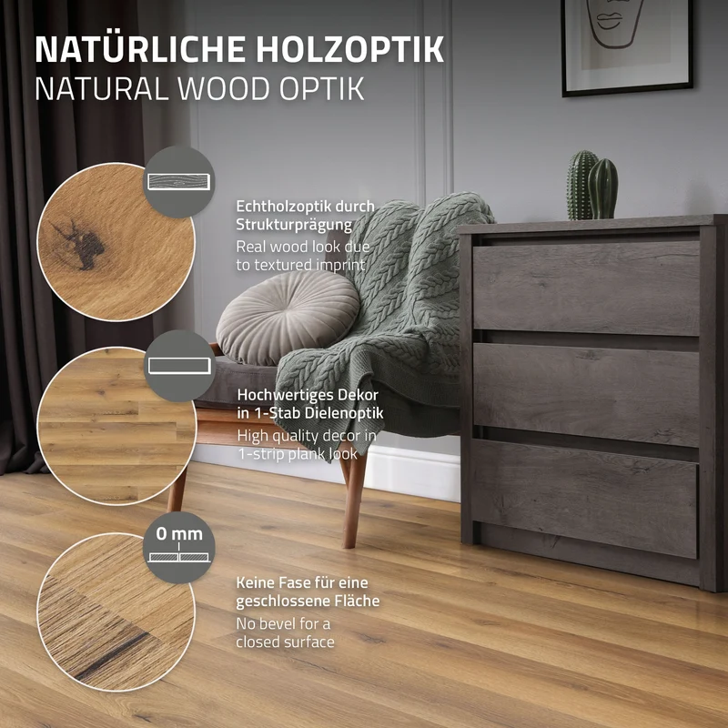 ML-DESIGN | Bodenbelag Vinylboden 16 Stück selbstklebend 91,5 x 15,3 cm x 2mm 2,23m² PVC Eiche Rustikal Holzoptik Klebefliesen Bodenfliesen