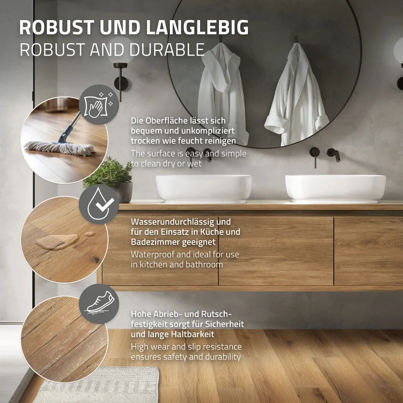 ML-DESIGN | Bodenbelag Vinylboden 16 Stück selbstklebend 91,5 x 15,3 cm x 2mm 2,23m² PVC Eiche Rustikal Holzoptik Klebefliesen Bodenfliesen