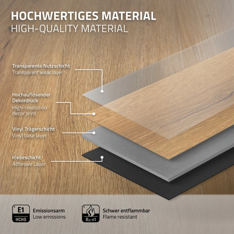 ML-DESIGN | Bodenbelag Vinylboden 16 Stück selbstklebend 91,5 x 15,3 cm x 2mm 2,23m² PVC Eiche Rustikal Holzoptik Klebefliesen Bodenfliesen