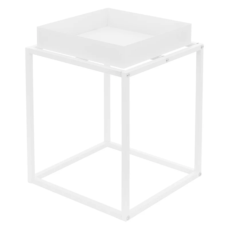ML-Design | Blumenständer Weiß aus Metall, Pflanzenständer mit abnehmbarem Tablett Innen/Außen