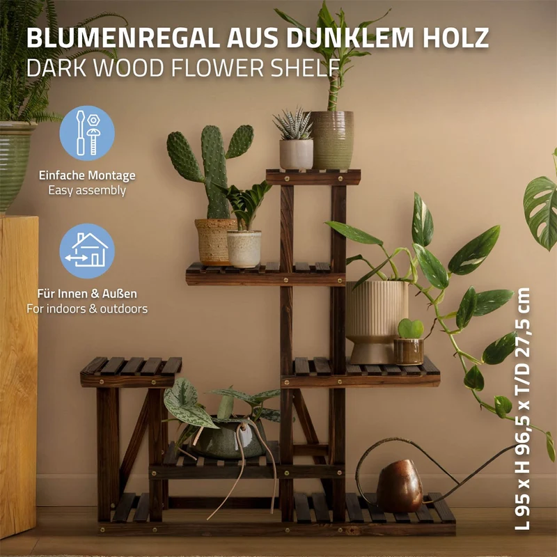 ML-Design | Blumenregal aus Holz, Pflanzenregal mit 6 Ebenen